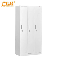 广亿隆更衣柜钢制储物碗柜带锁铁皮柜存放柜三门
