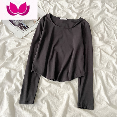 七斓打底衫内搭正肩长袖T恤女春季2023新款秋 显廋设计感短上衣春