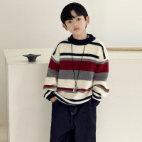 男童毛衣冬季加厚秋冬新款中大童装冬装痞帅儿童条纹针织衫潮