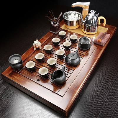 家柏饰(CORATED)茶具套装家用简约整套陶瓷功夫茶盘实木喝茶全自动电磁炉茶台