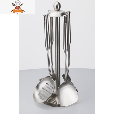 304不锈钢锅铲汤勺漏厨房用品用具大全家用套装炒菜铲子 全套厨具 敬平 五件套(旋转架子+锅铲四件套)