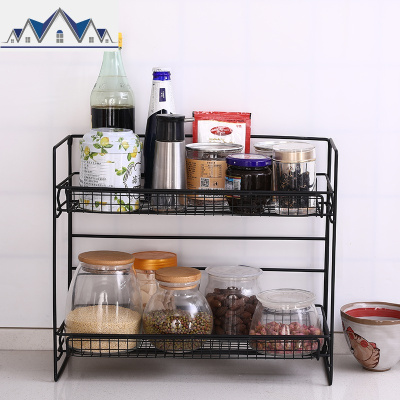 北欧铁艺化妆品置物架ins调味品宿舍收纳架可折叠厨房桌面置物架 三维工匠