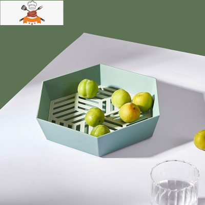 厨房水果盘沥水篮创意现代客厅洗菜篮双层洗水果洗菜盆菜篮子果篮 敬平