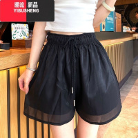 YIBUSHENG双层冰丝雪纺短裤女2024新款季薄款宽松休闲百搭柔纱阔腿热裤子