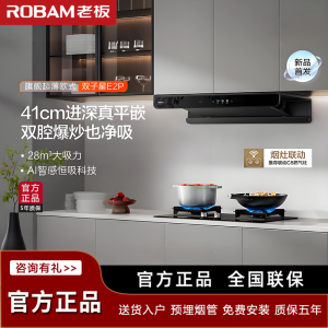 老板(Robam)[双子星E2P]欧式顶吸烟灶联动双腔变频大吸力家用厨房油烟机28风量 烟灶套餐E2P+D2 天然气