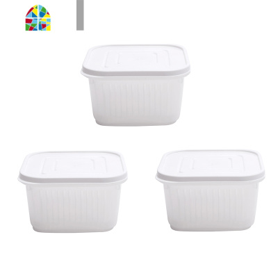 3个装保鲜盒透明沥水保鲜碗姜蒜葱花便携塑料收纳盒家用冰箱密封 FENGHOU