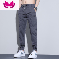 七斓六兜休闲裤男士夏季薄款宽松束脚男九分裤潮牌男工装冰丝牛仔秋季