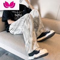 七斓2022夏季痞帅裤子男直筒垂感潮牌嘻哈高街ins百搭潮流宽松休闲裤