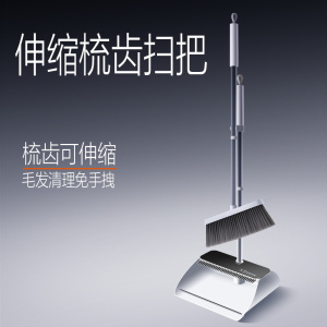 大卫 伸缩梳齿套扫加大扫笤大梳齿软毛不粘头发F10 扫把簸箕套装