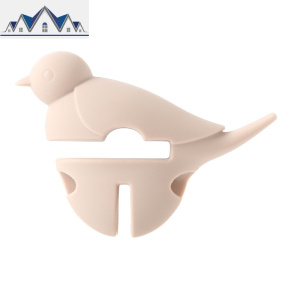 小鸟固子厨房锅边硅胶防溢夹锅盖锅铲筷子汤勺架支架防烫锅夹 三维工匠收纳层架 藕粉色/232359