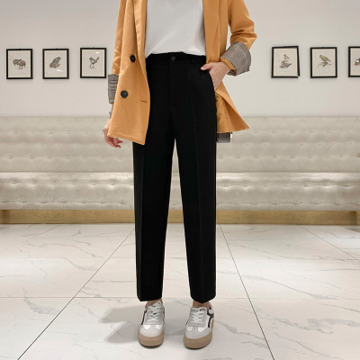 语娄春秋宽松直筒裤休闲大码工装烟管西装裤女显瘦百搭小脚九分哈伦裤2021西裤