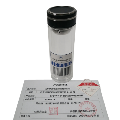 铁洋 刻字印logo便携泡茶双层玻璃杯 SJJ005TY