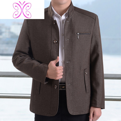 YUANSU爸爸外套春秋厚款中年男士休闲夹克男2019新款春季中老年男装上衣夹克
