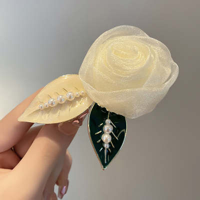 法式优雅玫瑰发夹后脑勺仙女夏季气质头花高级感优雅马尾夹子头饰送女朋友老婆情人节七夕生日礼物