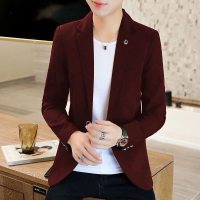 衫伊格(shanyige)男士小西装秋季休闲西服韩版潮流单西上衣学生修身男装纯色外套