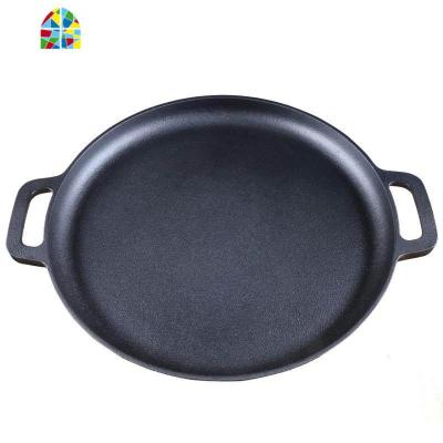 铸铁煎饼锅加厚老式煎饼鏊子生铁无涂层家用烙饼锅平底锅煎锅 FENGHOU 24.5cm+(锅盖+防烫麻绳)