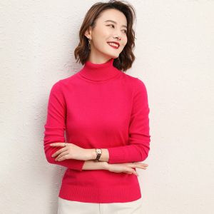秋季新款高领毛衣女修身长袖套头纯色打底衫女大码针织衫