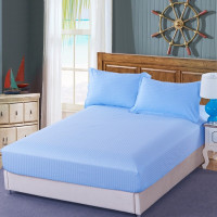煊煜 蓝色三公分缎条床单 纯棉面料条纹蓝色缎条床单规格180*280cm