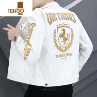 YANXU2023年韩版修身潮流帅气款牛仔外套靓仔欧洲站男士夹克衫