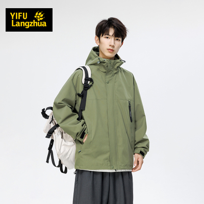 伊夫狼爪(YIFULANGZHUA)2024春秋季新款潮牌男装连帽夹克情侣外套工装大码夹克男
