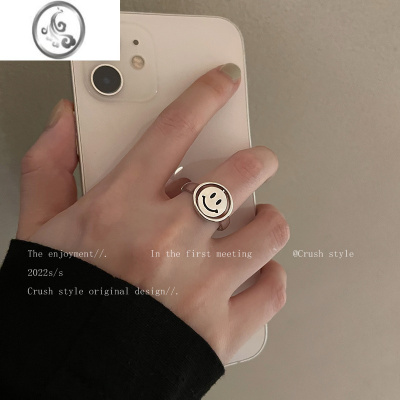 JiMi好心情~双面笑脸金属开口戒指女ins设计小众食指戒嘻哈冷淡风指环