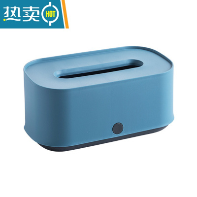 敬平壁挂式厨房用纸挂架橱柜纸巾架免打孔粘贴式悬挂抽纸收纳盒 菘蓝纸巾盒