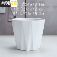 三维工匠陶瓷花盆北欧简约现代时尚创意个性亚光黑白绿萝专用大号 亚白971+送塑料托盘 大花盆容器