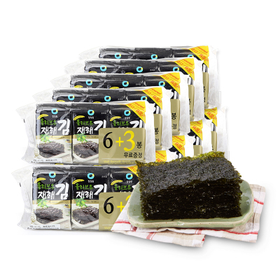 清净园橄榄油海苔进口清净园海苔韩国橄榄油海苔紫菜40.5g*10