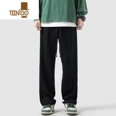 YANXU美式休闲卫裤男夏季潮牌纯色百搭宽松直筒阔腿高街运动长裤子