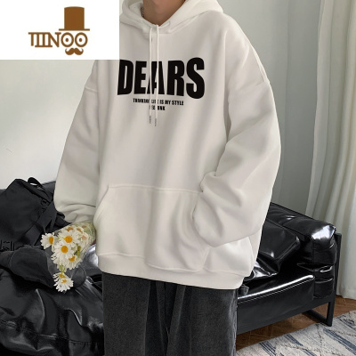 YANXU灰色圆领卫衣男款连帽外套大码宽松潮牌港风套头上衣服