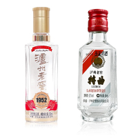 52度泸州老窖1952小酒100ml +52度泸州老窖特曲80版小酒50ml 2瓶组合