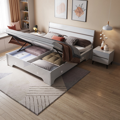 全友家居现代简约高箱床实木边框储物床卧室大床婚床多组合可选卧室家具