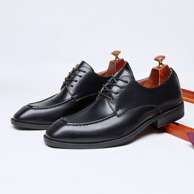 英伦复古男士皮鞋系带方头商务正装德比鞋办公休闲通勤新郎婚礼鞋