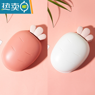 敬平家用卡通可爱肥皂盒塑料可沥水香皂盒创意图案皂盒架卫生间收纳盒 白色+红色[2个装]