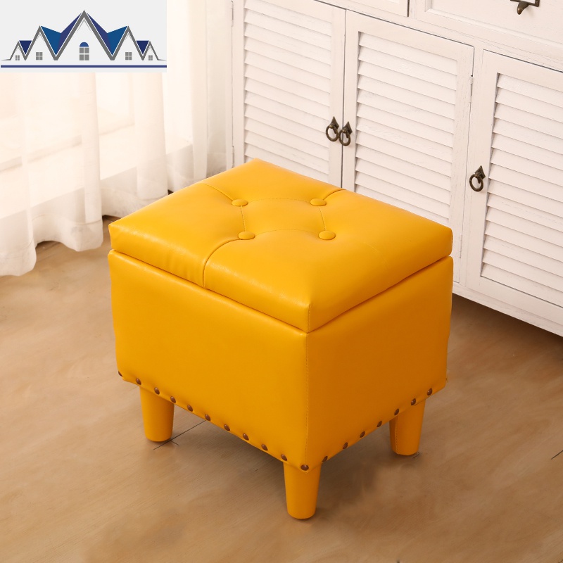 欧美式多功能储物凳子家用收纳换鞋方凳简约现代皮艺搁脚客厅沙发 三维工匠收纳凳