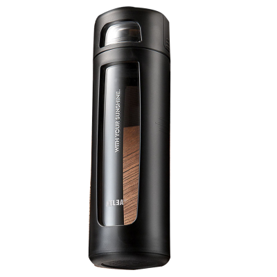 物生物(RELEA)玻璃杯双层便携水杯创意带盖杯子男女士车载杯