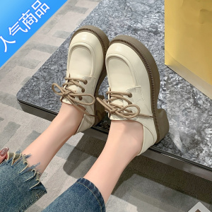 SUNTEK小皮鞋女款英伦风单鞋2023新款夏季百搭配裙子厚底粗跟乐福鞋春秋