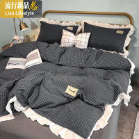 棉水洗棉公主风床上用品四件套棉床笠1.5m床单人被套三4件套3 三维工匠