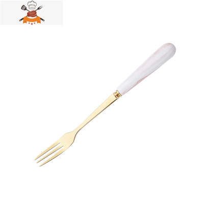 网红粉金牛排刀叉套装创意甜品叉咖啡勺筷子两件家用西餐餐具全套 敬平 粉色纹[水果叉]