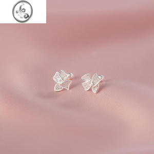 JiMis999银银镂空蝴蝶结耳钉女2023新款耳钉设计高级感耳饰品小众设计