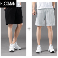 HLCOMAN夏季运动短裤男宽松棉五分裤纯色休闲沙滩裤直筒加大码篮球裤潮流