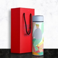 美帮汇茶杯智能保温杯女便携个性简约学生显示温度的304不锈钢水杯子男 灰色+杯刷+礼品盒