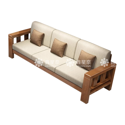 鑫星奈XXN3113008 简约实木沙发胡桃色实木沙发 三人位