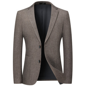 秋季新款男士西服厚款免烫弹力西装纯色百搭休闲单西便西