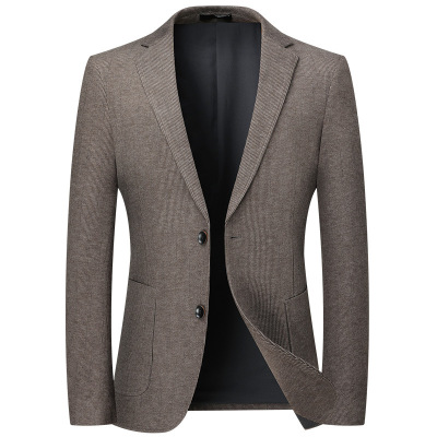秋季新款男士西服厚款免烫弹力西装纯色百搭休闲单西便西