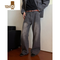 YANXU19studio 经典微喇长裤中高腰水洗做旧设计牛仔裤男女