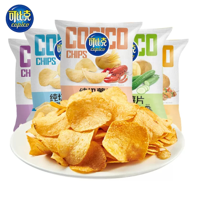 可比克纯切薯片混合装休闲膨化零食随机口味纯切薯片30g*10包
