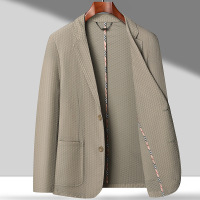 锦氨弹力冰丝西装男士春夏无里包边休闲西服免烫单西外套