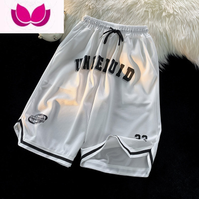 七斓休闲短裤男ins薄款速干冰丝印花五分裤夏季美式宽松运动篮球中裤