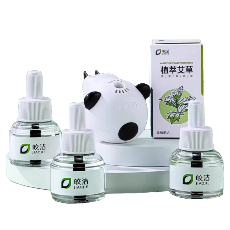 皎洁 艾草清香电热蚊香液 4液1器 组